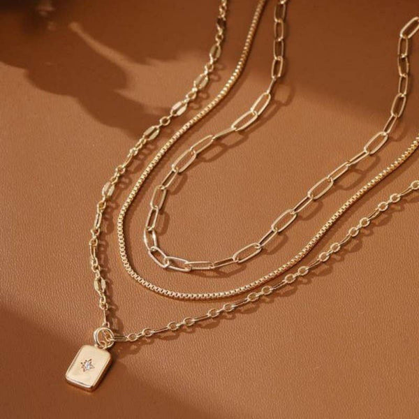 Josslyn 18K STAINLESS STEEL TARNISH FREE LAYERED NECKLACE GOLD