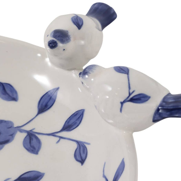 10x9" Floral Cinoiserie Bird Bath, Blue/white