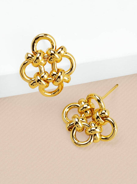 Interwoven Knotted Clover Stud Earring: GLD