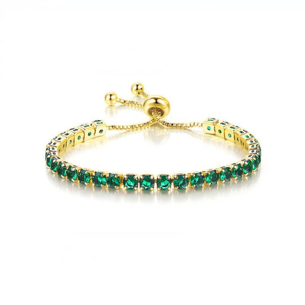 Birthstone Wedding Tennis Bracelet in Solid Copper: Silver / Colorless