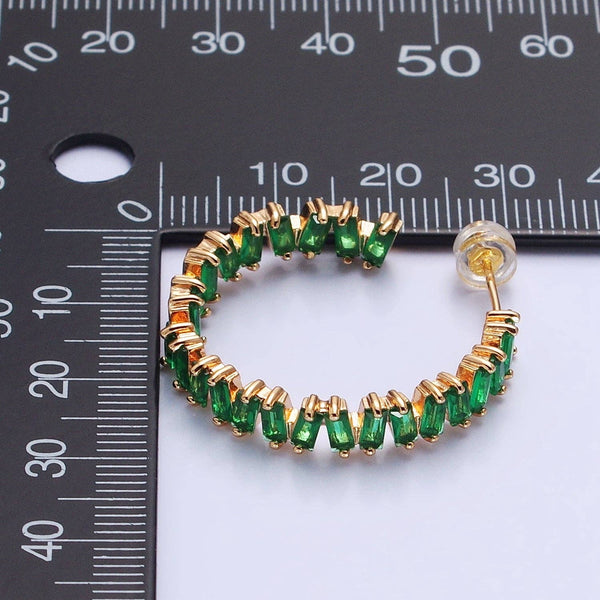 Zig-Zag Front Sided Circular Hoops: Gold / Green