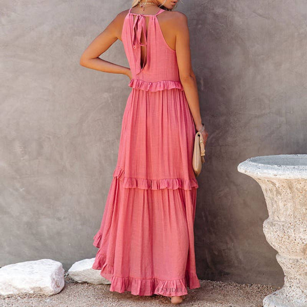 Temperament long floor skirt Cake skirt dress: APRICOT / (M) 1