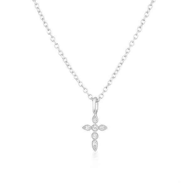 Dainty Cross Charm Pendant Necklace in 925 Sterling Silver: Gold