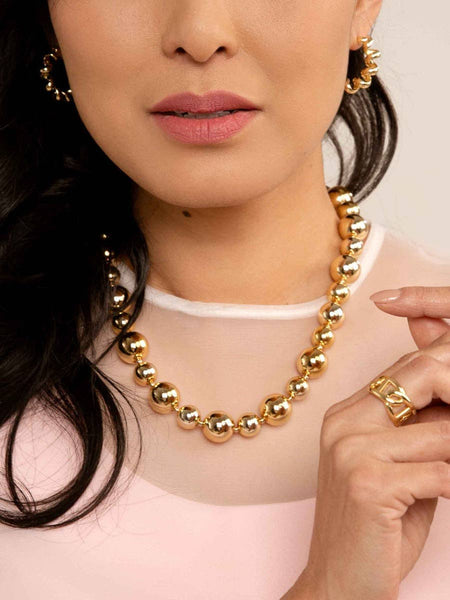 Mixed Bead Collar Necklace
: GLD