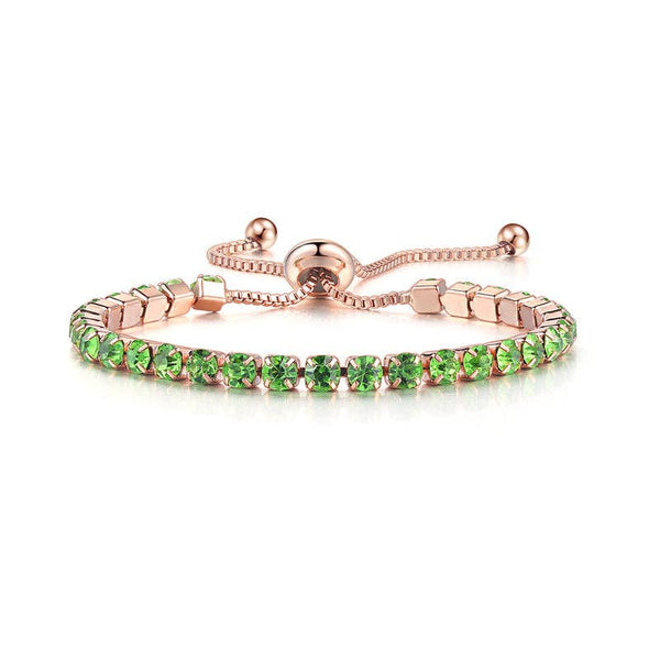 Birthstone Wedding Tennis Bracelet in Solid Copper: Gold / Colorless