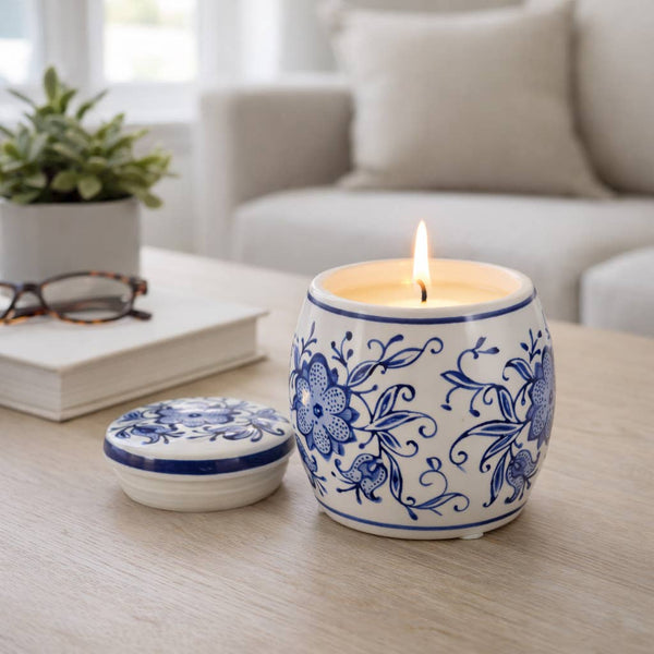 Scented Candle - Lavender Verbena Wax Chinoiserie Lid,8 Oz.