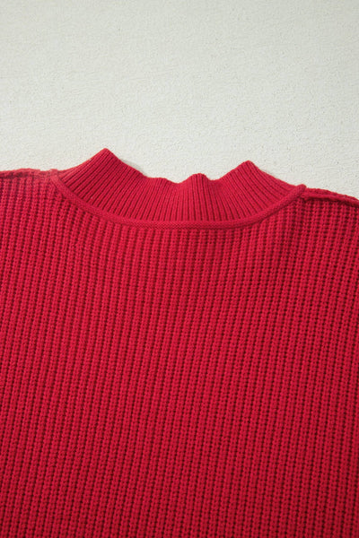 Solid Color Mock Neck Oversized Tunic Sweater: Orchid Bouquet / 52%Viscose+26%Polyester+22%Polyamide / M
