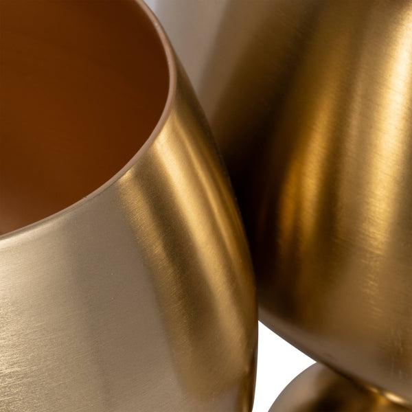 Plant Pot Set of 2 - Gold Metal Round with Ball Feet, 9/11in