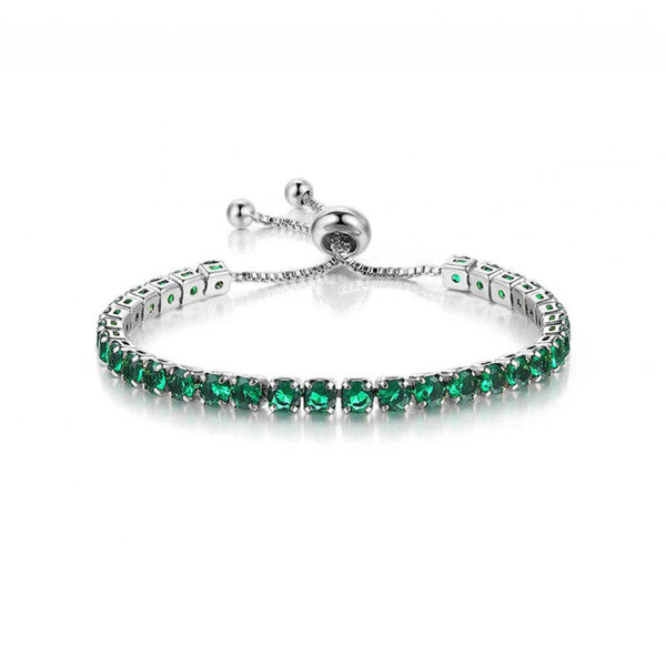 Birthstone Wedding Tennis Bracelet in Solid Copper: Silver / Colorless