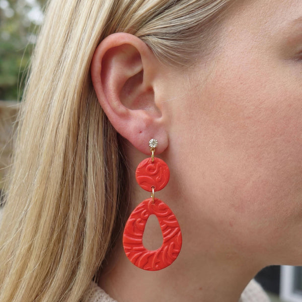 Mini Vibrant Red Pear Shaped Earring