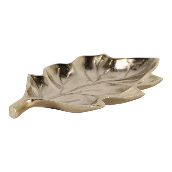 9x5" Aluminum Leaf Tray Dish, Gold