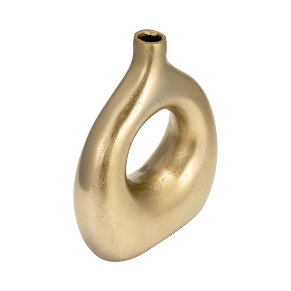 Decorative Vase - Gold Metal Synthetic Open Cut-Out, 10 in.