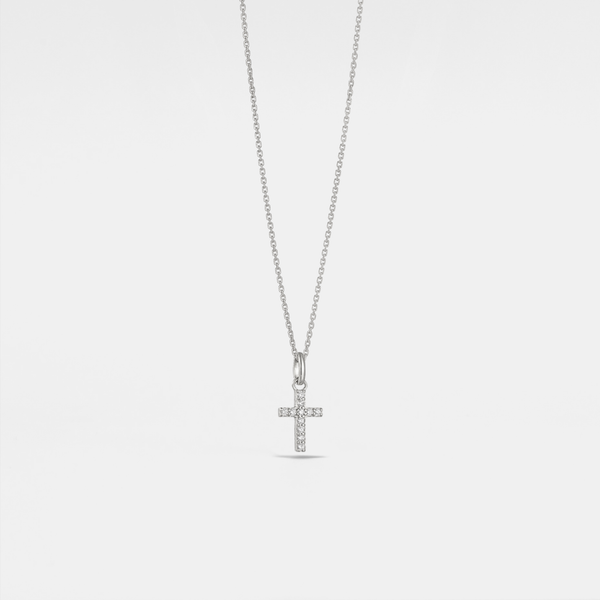 Dainty Cross Charm Pendant Necklace in 925 Sterling Silver: Silver