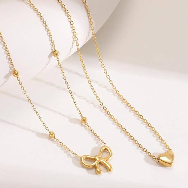 Josslyn 18KT STAINLESS STEEL TARNISH FREE BOW NECKLACE GOLD