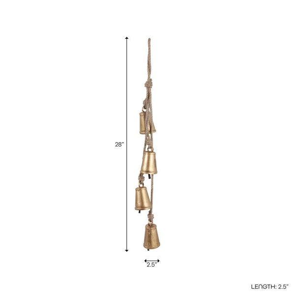 28x3" Hanging Cone Bells Cluster, Gold