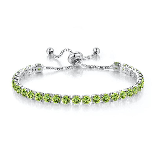 Birthstone Wedding Tennis Bracelet in Solid Copper: Gold / Colorless