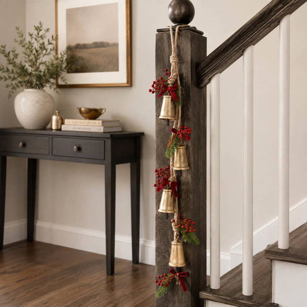 28x3" Hanging Cone Bells Cluster, Gold