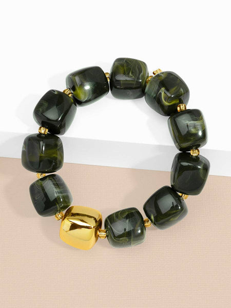Tessa Puffy Square Beaded Stretch Bracelet: BEI