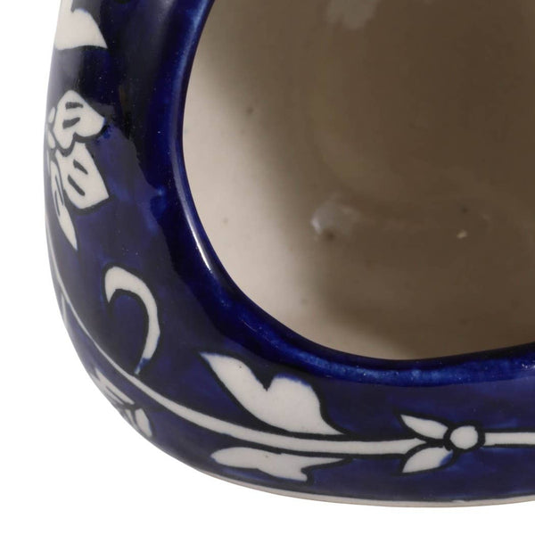 Bird Feeder - Blue/White Ceramic Teardrop Shape House, 12 in