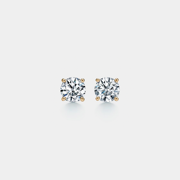 Four-Prong Moissanite Stud Earrings in 925 Sterling Silver: Yellow Gold / 0.4 ct
