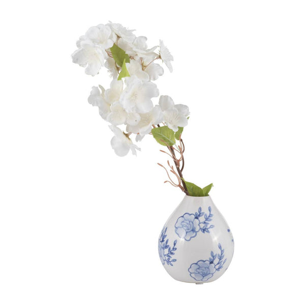 Decorative Vase - Blue/White Ceramic Chinoiserie Bud, 5 in.