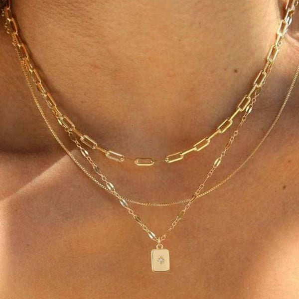 Josslyn 18K STAINLESS STEEL TARNISH FREE LAYERED NECKLACE GOLD