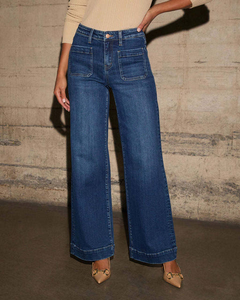 Vintage High Rise Wide-Leg Jeans: DarkBlue / L