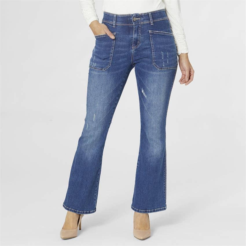 OMG ZoeyZip Wide Leg Jeans w/ Patch Pocket