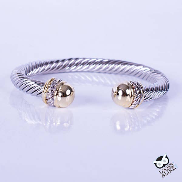 Gold Dome Cable Bangle-7MM