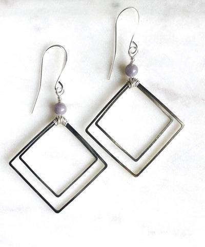 Classic Silver Square Earrings