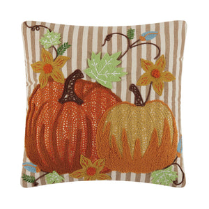 Pair Of Pumpkins Embroidered Pillow