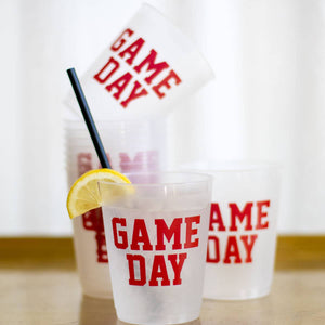 Game Day Party Cups   Frosted/Red   16oz   Set of 10