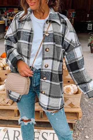 Plaid Flannel Black and White Shacket