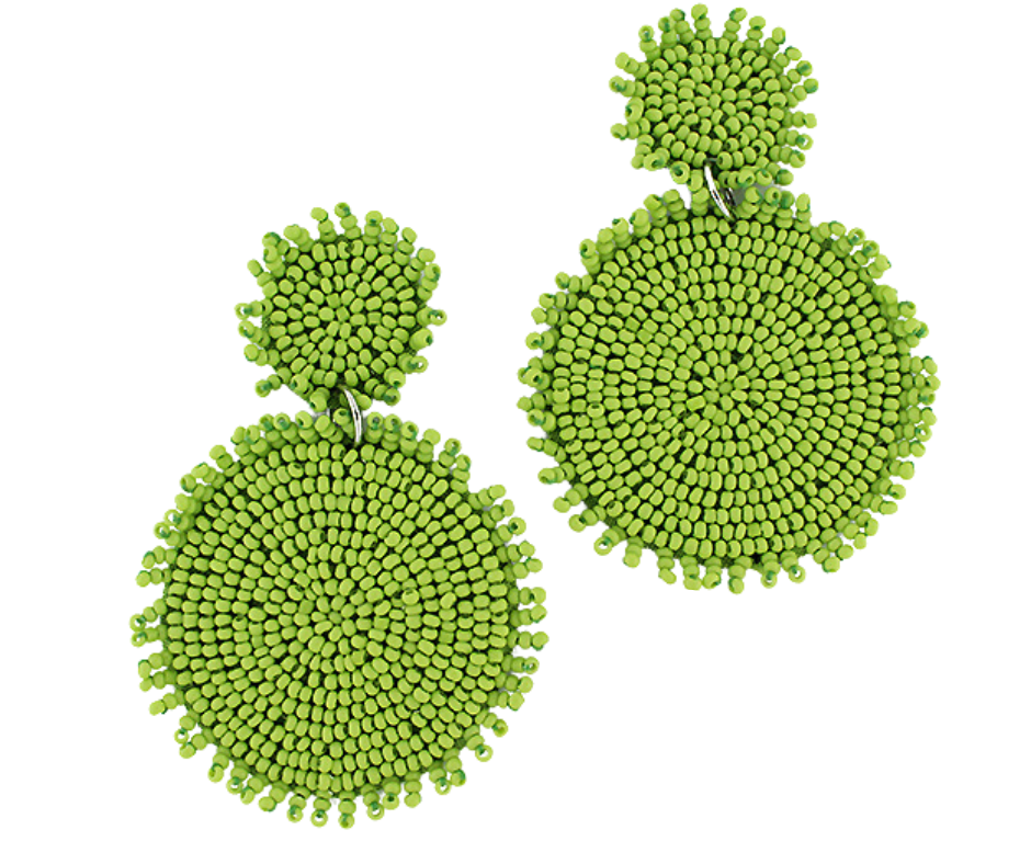 Lime Green Beaded Discs