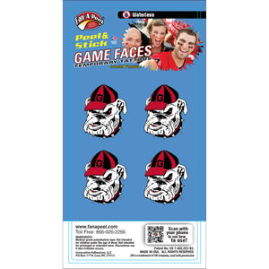 Georgia  Game Faces® Temporary Tattoos Bulldog