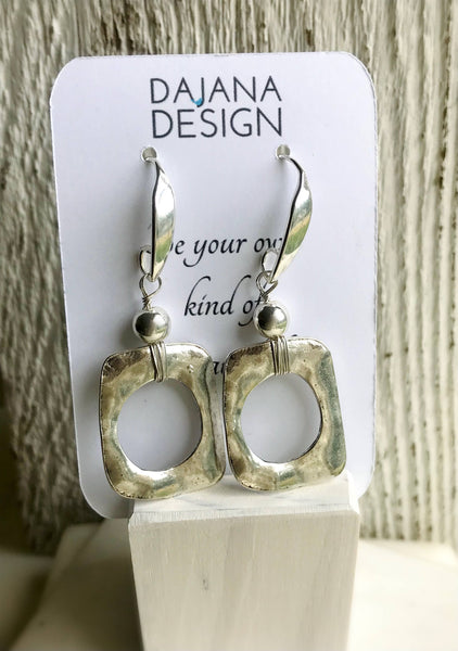 Silver Square Hoop Earrings