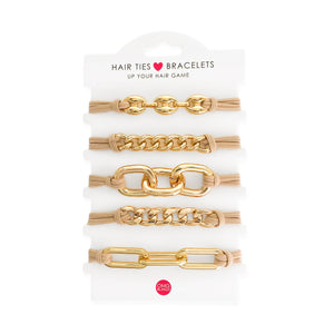 AHT12 5pc Hair Tie - Gold Bracelet Set
