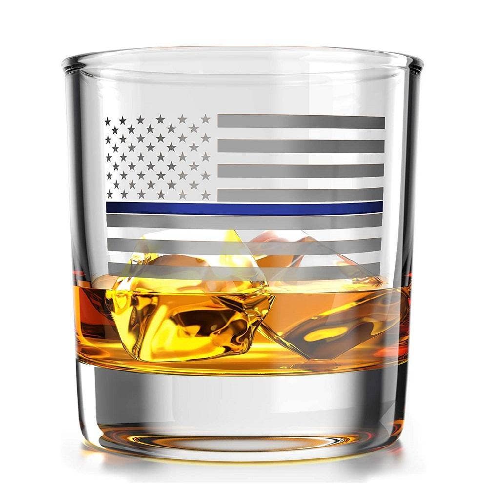 Thin Blue Line American Flag - Whiskey Glass