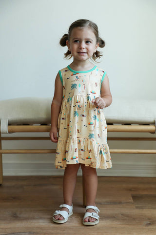 Beach Dog Bamboo Tiered Twirl Dress - with Pockets: 3T