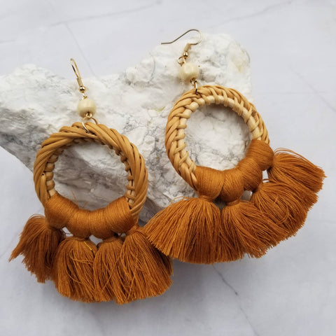 Bohemian Rattan Earrings