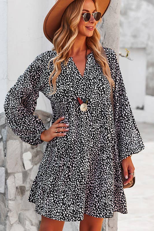 Black Leopard Midi Dress