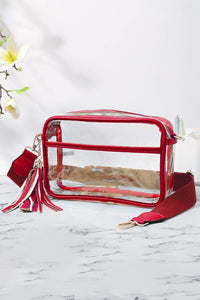 Clear Cross Body Bag: Red
