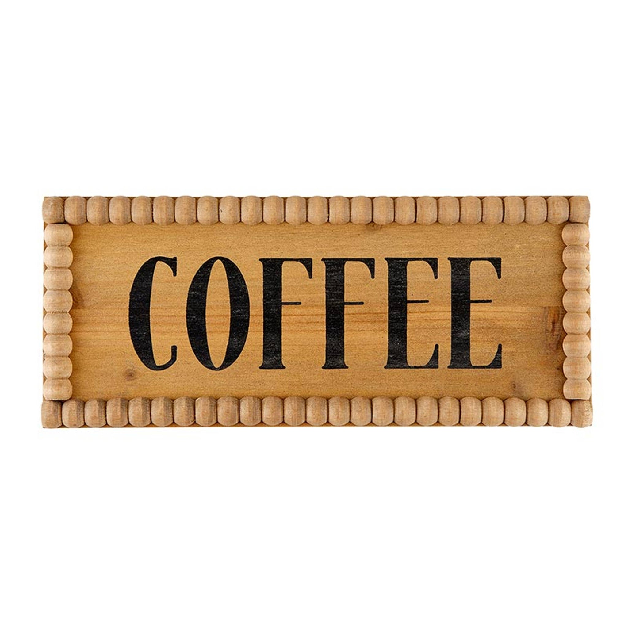 Coffee Beaded Wood Sign