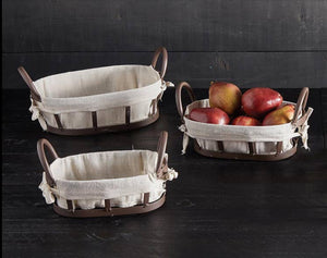 Metal and Fabric Baskets Set of 3