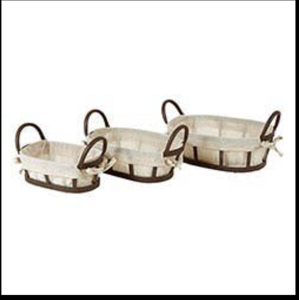 Metal and Fabric Baskets Set of 3